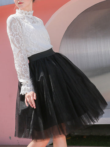 Airchics mi-longue jupe plissé tutu en tulle élégant femme